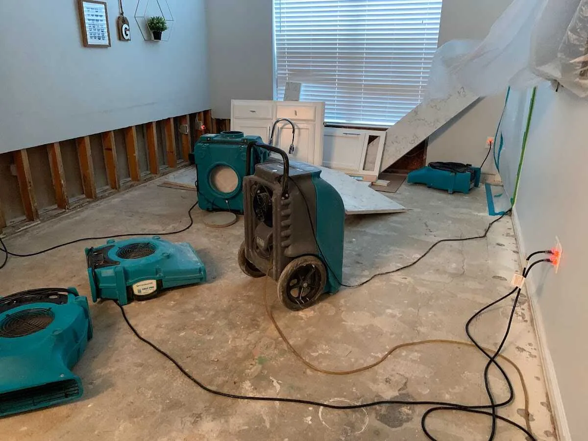 Dehumidifier in flood-cut room for Water Damage Restoration in Cliffside Park